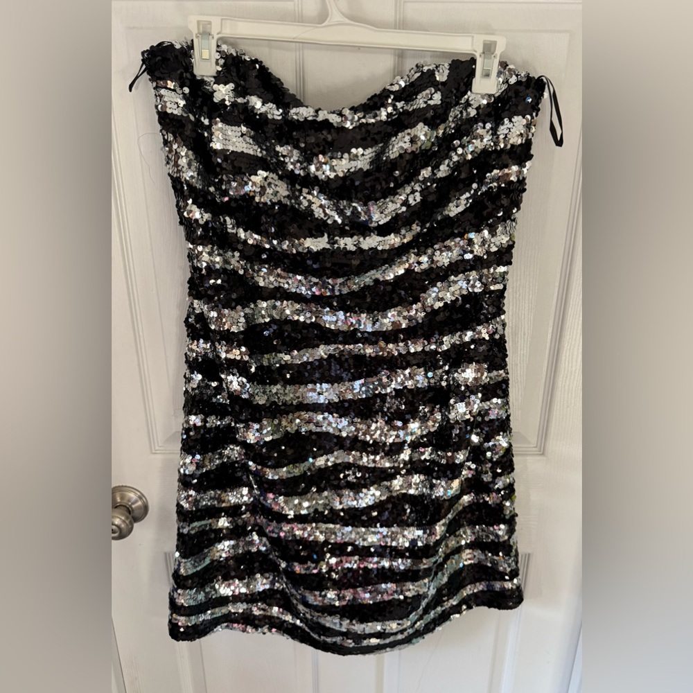 Trixxi Black and Silver Sequin Dress